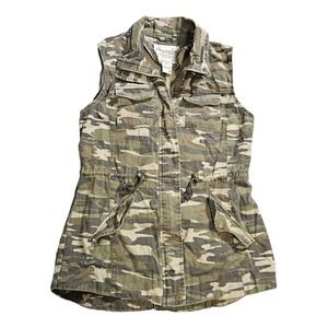 Camouflage Fashion Vest Women’s Medium Full Zip Drawstring Streetwear Gorpcore